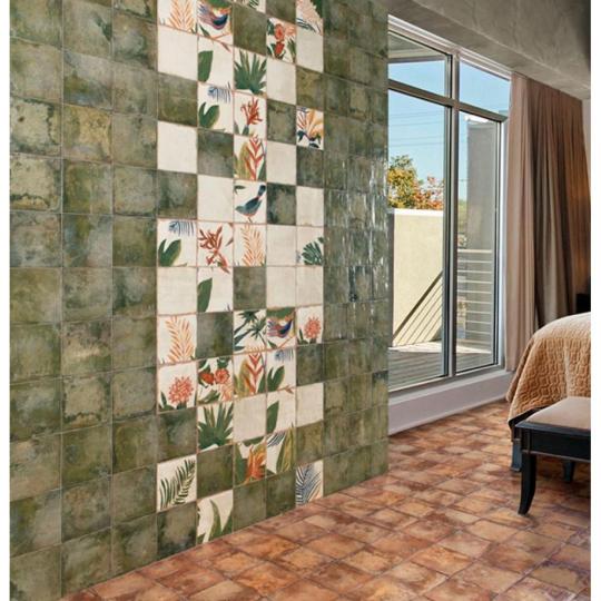 mainzu decor sonata 20x20 zold elegans fenyes dekor csempe falburkolat art deco szecesszios furdoszoba falikep burkolat mintas noveny virag egzotikus.JPG